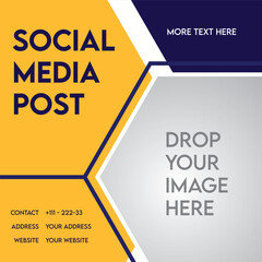 Social Media post design lemon yellow with dark blue 
