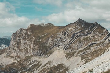 Beautiful nature scene of the Durmitor mountains during the daytime in Montenegro