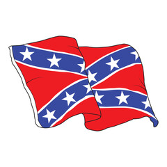 Vector Illustration of a waving Confederate flag