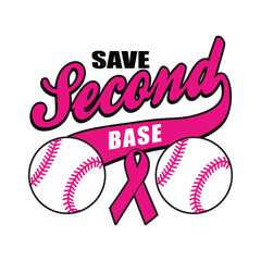 Save Second Base Breast Cancer Awareness t shirt design vector