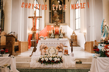 The altar in the Boroko Church , Grodno, Belarus 2023