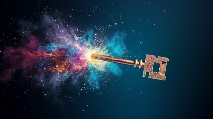 Keys, business concept to unlock potential key to success or financial opportunities. Generative AI.