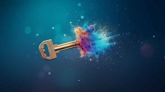 Keys, business concept to unlock potential key to success or financial opportunities. Generative AI.
