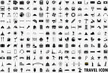 Travel symbols and Tourism signs, vector illustration