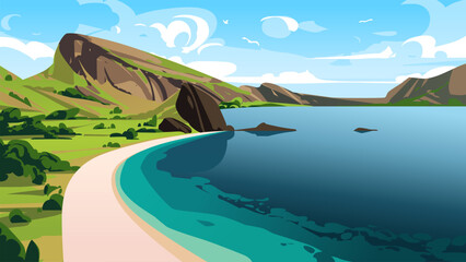 Fototapeta na wymiar Tropical beach landscape. Vector illustration