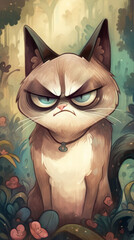 A grumpy cat cartoon