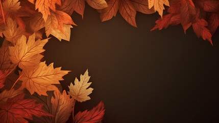 Red leaves and bokeh. fall autumn background with sample text. Generative Ai.