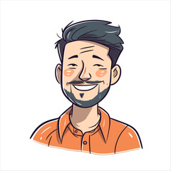 A man with a face and expression that is happy and full of joy