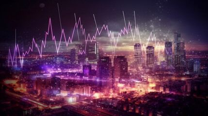 Obraz premium illustration Business success and growth concept.Stock market business graph chart on digital screen.Forex market, Gold market. Generative AI.