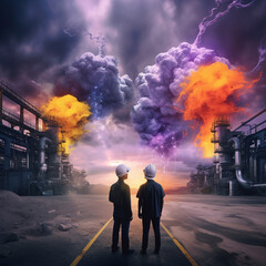 AI Metaverse, explodes with colorful brain clouds wearing. AI Generative.