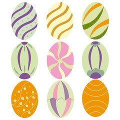 Easter eggs set isolated on white background, vector. Spring holiday. Vector illustration. happy easter eggs