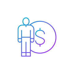 Man with coin gradient lineal icon. Finance, payment, invest finance symbol design.