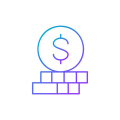 Coin pile, money currency gradient lineal icon. Finance, payment, invest finance symbol design.