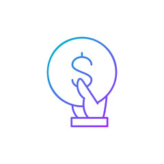 Hand holds a coin gradient lineal icon. Finance, payment, invest finance symbol design.