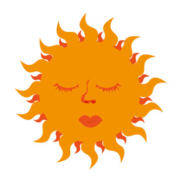 Cartoon Sun isolated on transparent background. Weather symbol of a sunny day. Children vector illustration.