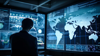 business person on the world background