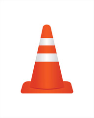 Traffic cone vector isolated on white. Plastic construction cone or pylon icon. - obrazy, fototapety, plakaty