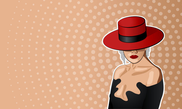 Portrait lady in red hat wallpaper 