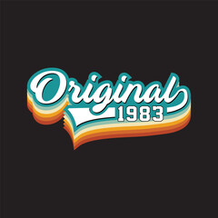 1983 vintage retro, Original, t shirt design vector black background 