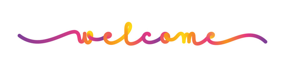 WELCOME vector monoline calligraphy banner with colorful gradient