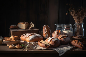 Fototapeta premium Classic Handmade breads with wholesome natural ingredients