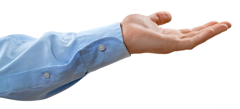 Businessman'hand showing gesture isolated on white background. - Powered by Adobe