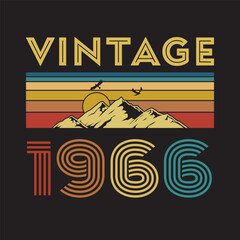 1966 vintage retro t shirt design, vector