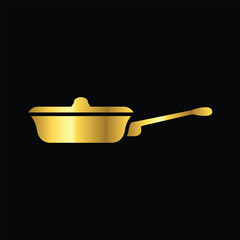 gold friying pan, icon, vector, template, design, flat,logo, collection