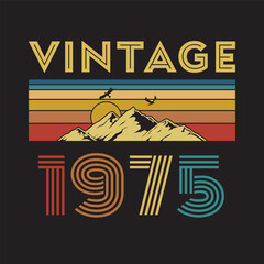 1975 vintage retro t shirt design, vector