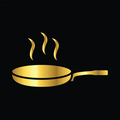 gold friying pan, icon, vector, template, design, flat,logo, collection