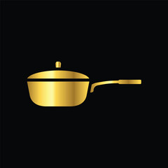 gold friying pan, icon, vector, template, design, flat,logo, collection
