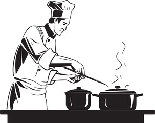 Сhef is cooking in the kitchen Vector illustration, SVG
