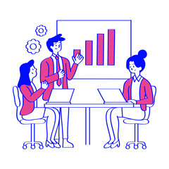 Business Meeting Professional vector characters in action, with duotone cartoon styling and SVG format. Perfect for depicting individuals in various job roles