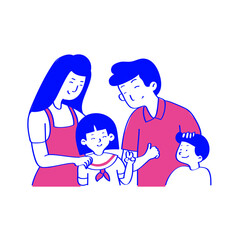Family with KIDS Professional vector characters in action, with duotone cartoon styling and SVG format. Perfect for depicting individuals in various job roles