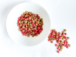 Dog food ready to eat on the white  background