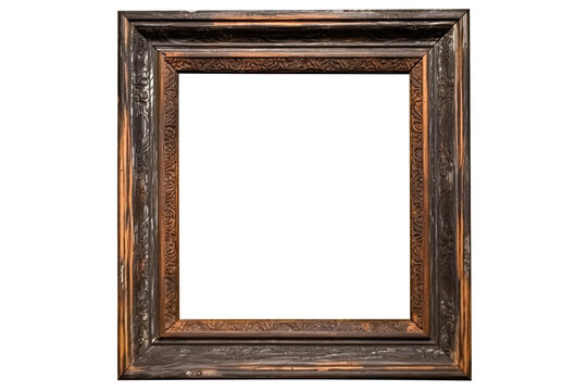 Wooden frame for paintings, mirrors or photo isolated on white background. Generative AI
