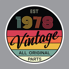 1978 vintage retro t shirt design, vector