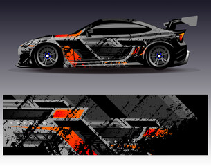 Car wrap design vector. Graphic abstract stripe racing background kit designs for wrap vehicle  race car  rally  adventure and livery