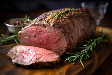 London Broil Roast garnished with Rosemary