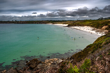 Fototapeta na wymiar Beach Les Blancs Sablons At Village Le Conquet At The Finistere Atlantic Coast In Brittany, France