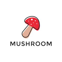 mushroom fresh lines art colorful logo design vector symbol icon illustration