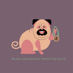 Pug on a rose background