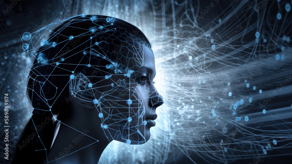 Aufkleber artificial intelligence (ai) and machine learning concept. generative ai