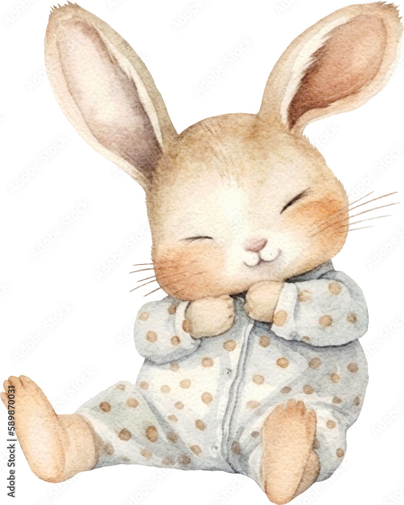 Aufkleber cute sleepy bunny character created with generative ai technology