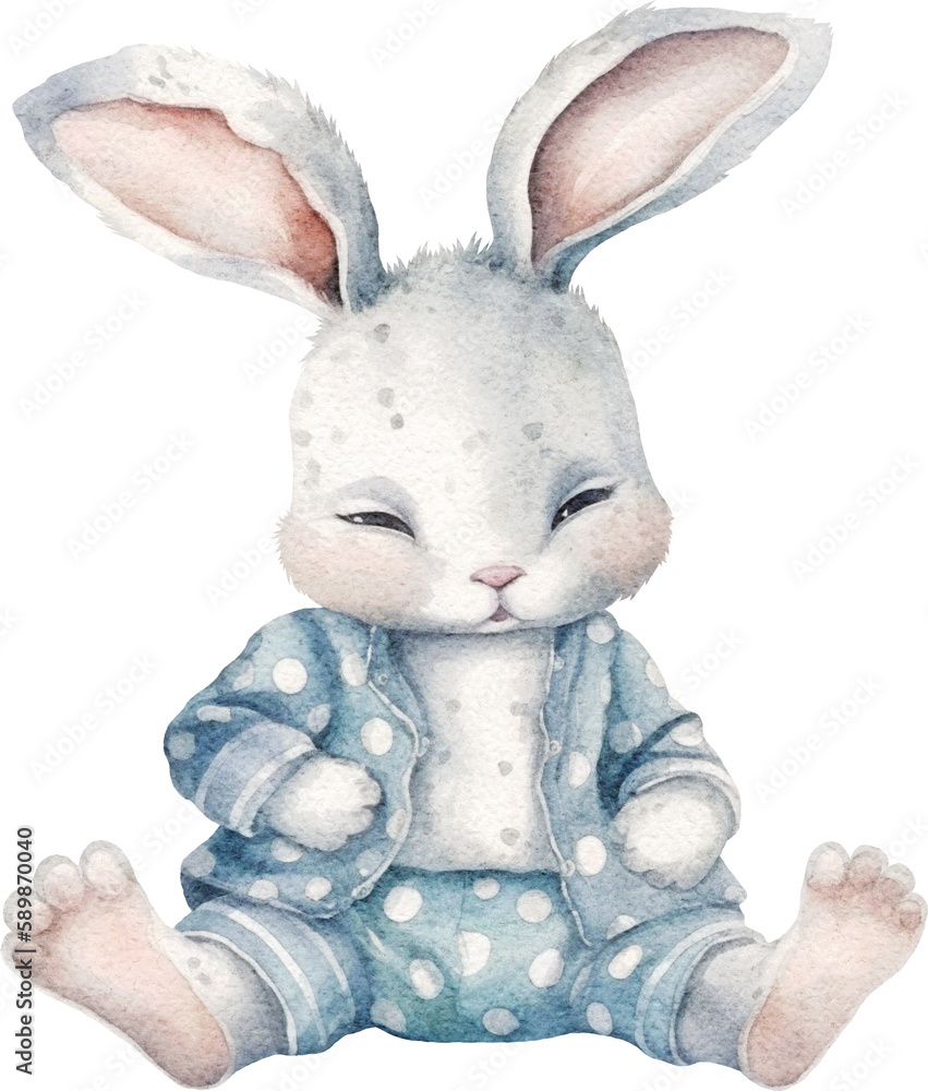 Aufkleber cute sleepy bunny character created with generative ai technology