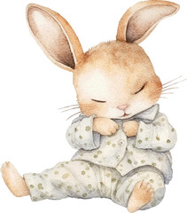 Obraz na płótnie Canvas Cute sleepy bunny character created with Generative AI technology
