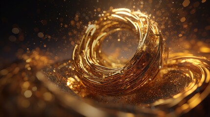 Explosion and swirl of gold sparkles background. generative ai