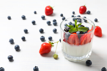 Delicious and sweet dessert - Panna Cotta, composition for tasty dessert concept
