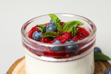 Delicious and sweet dessert - Panna Cotta, composition for tasty dessert concept
