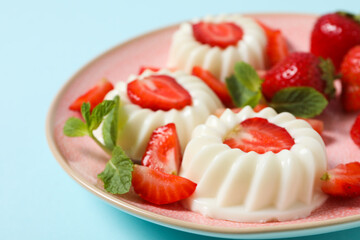 Delicious and sweet dessert - Panna Cotta, composition for tasty dessert concept